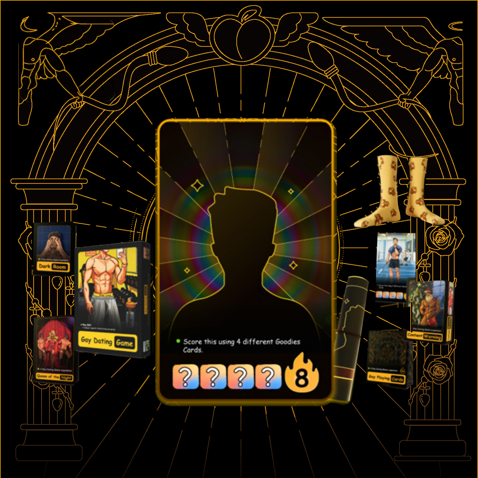 Original Kickstarter custom-profile artwork on the matching black-and-gold shopping background